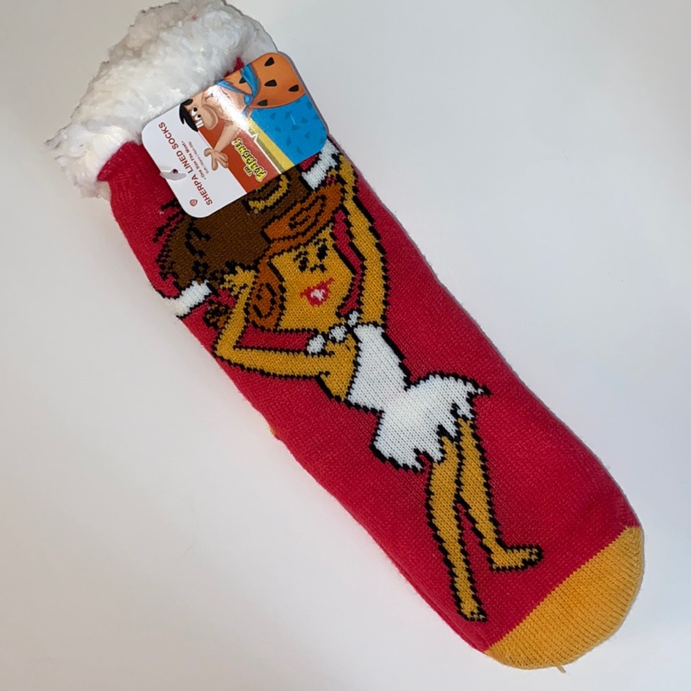NWT Sherpa lined socks - Wilma Flintstone & Betty Rubble soft & cuddly - OSFA